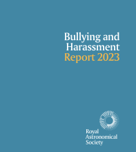 A picture of the Royal Astronomical Society's Bullying and Harassment report front cover.