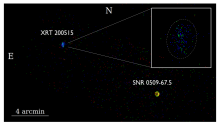 The "remarkable" XRT 200515 cosmic explosion observed by NASA's Chandra X-ray Observatory.