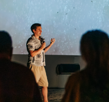 Dr James O'Donoghue speaking in the Maldives.