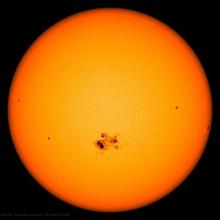 Sunspots are regions of intense magnetic activity on the Sun's surface. The number of sunspots rises and falls over the Sun's approximately 11-year activity cycle and is one of the main ways astronomers track and predict solar activity.