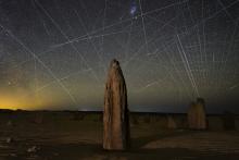 Image of the Australian desert showing the growing light pollution caused by artificial satellites.