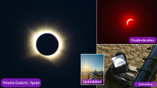 Pictures from the 2026 solar eclipse, visible from the UK and Europe.